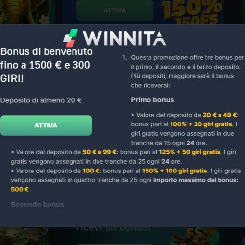 Bonus per i nuovi giocatori sul sito