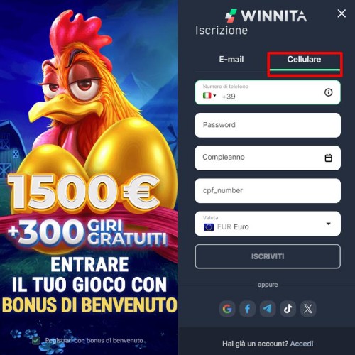 Registrazione tramite numero di telefono sul sito web