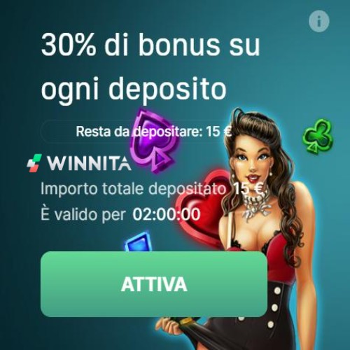 Bonus del 30% sul deposito sul sito